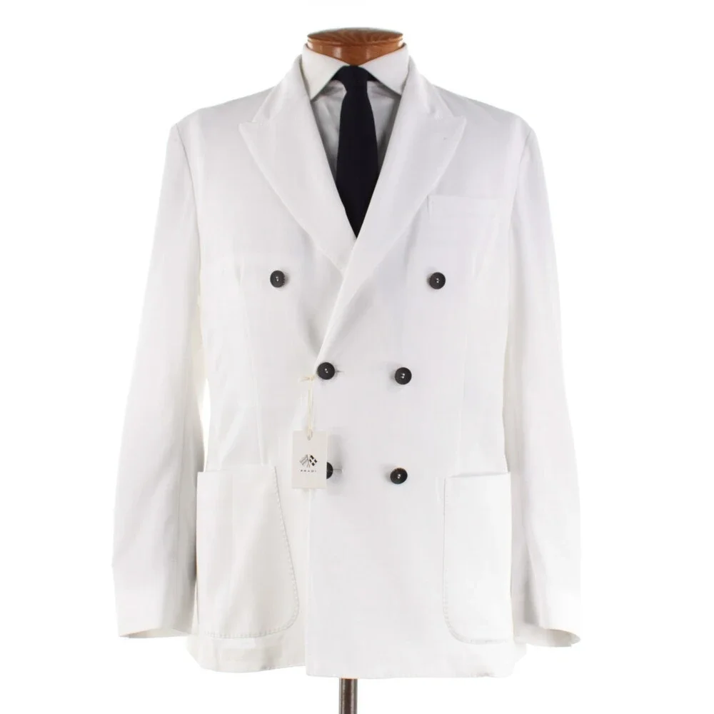 Fradi NWT Cotton Double Breasted Sport Coat Size 52R (42R US) In Solid White